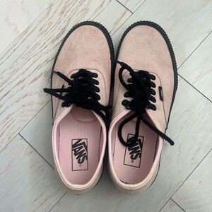 Vans Suede Blush Pink and Black Platform Sneakers